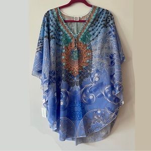 NWT Crystal Rhinestone Boho Rainbow Mandala Coverup